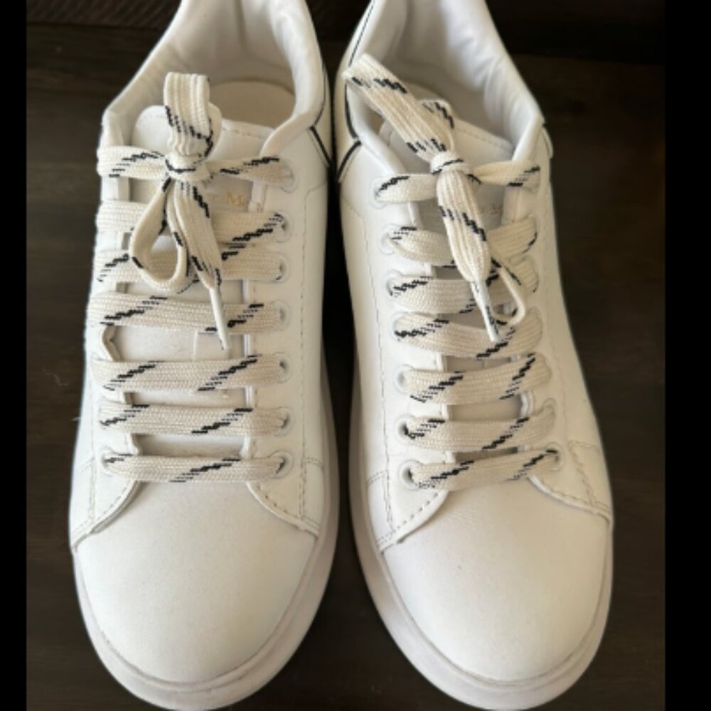 Alexander McQueen White Sneakers with Black-Accented Laces